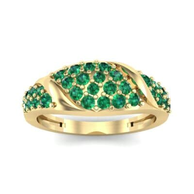 Rounded Pave Emerald Ring (0.44 CTW) Top Dynamic View