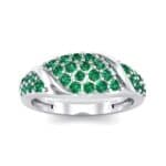 Rounded Pave Emerald Ring (0.44 CTW) Top Dynamic View