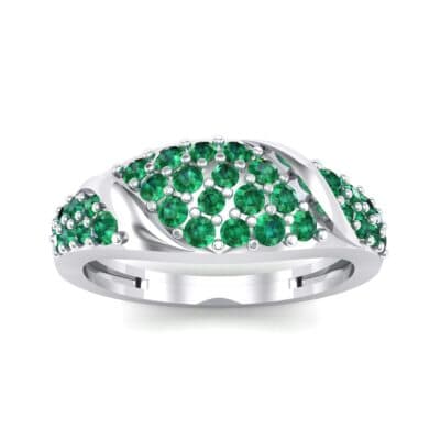 Rounded Pave Emerald Ring (0.44 CTW) Top Dynamic View