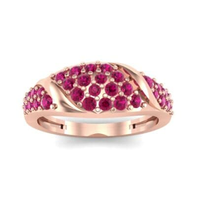 Rounded Pave Ruby Ring (0.44 CTW) Top Dynamic View