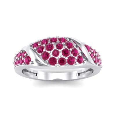 Rounded Pave Ruby Ring (0.44 CTW) Top Dynamic View