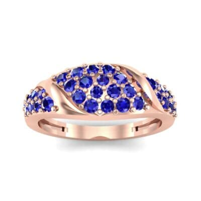 Rounded Pave Blue Sapphire Ring (0.44 CTW) Top Dynamic View