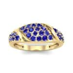 Rounded Pave Blue Sapphire Ring (0.44 CTW) Top Dynamic View