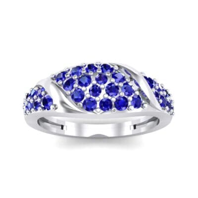 Rounded Pave Blue Sapphire Ring (0.44 CTW) Top Dynamic View