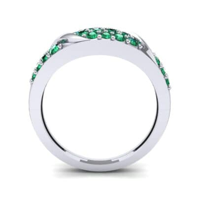 Rounded Pave Emerald Ring (0.44 CTW) Side View