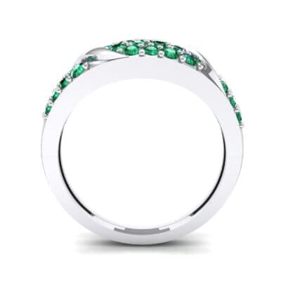 Rounded Pave Emerald Ring (0.44 CTW) Side View