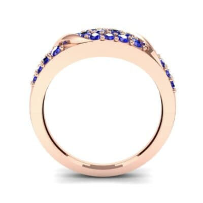 Rounded Pave Blue Sapphire Ring (0.44 CTW) Side View