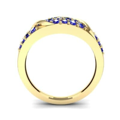 Rounded Pave Blue Sapphire Ring (0.44 CTW) Side View
