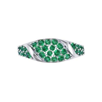 Rounded Pave Emerald Ring (0.44 CTW) Top Flat View