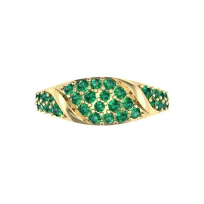 Rounded Pave Emerald Ring (0.44 CTW) Top Flat View
