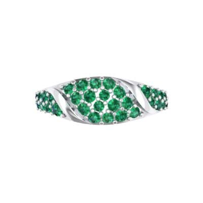 Rounded Pave Emerald Ring (0.44 CTW) Top Flat View