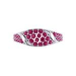Rounded Pave Ruby Ring (0.44 CTW) Top Flat View