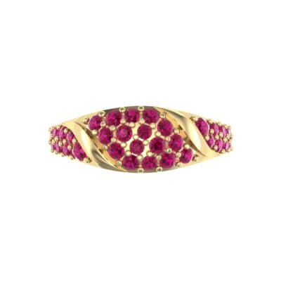 Rounded Pave Ruby Ring (0.44 CTW) Top Flat View