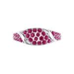 Rounded Pave Ruby Ring (0.44 CTW) Top Flat View