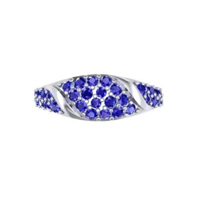 Rounded Pave Blue Sapphire Ring (0.44 CTW) Top Flat View