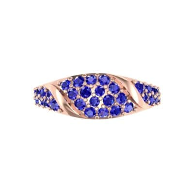 Rounded Pave Blue Sapphire Ring (0.44 CTW) Top Flat View