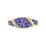Rounded Pave Blue Sapphire Ring (0.44 CTW) Top Flat View