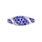 Rounded Pave Blue Sapphire Ring (0.44 CTW) Top Flat View