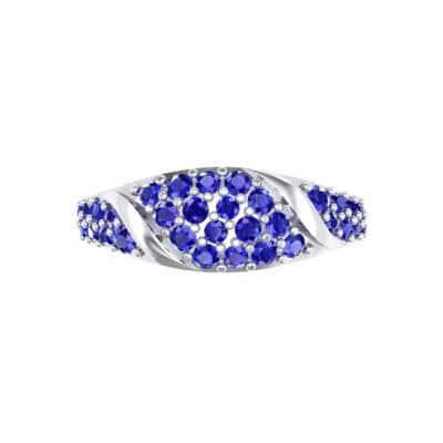 Rounded Pave Blue Sapphire Ring (0.44 CTW) Top Flat View