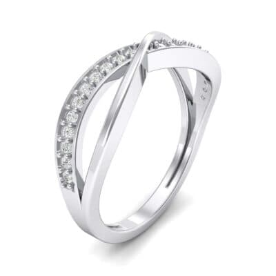 Crossed Half-Pave Crystal Ring (0.15 CTW) Perspective View