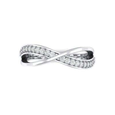 Crossed Half-Pave Crystal Ring (0.15 CTW) Top Flat View