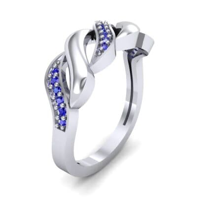 Pave Plume Blue Sapphire Ring (0.11 CTW) Perspective View
