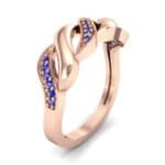 Pave Plume Blue Sapphire Ring (0.11 CTW) Perspective View