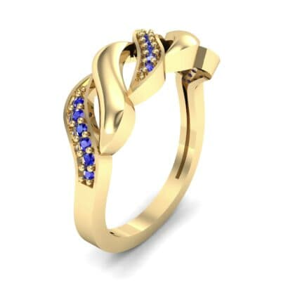 Pave Plume Blue Sapphire Ring (0.11 CTW) Perspective View