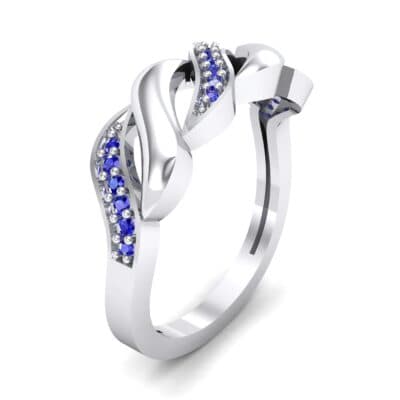 Pave Plume Blue Sapphire Ring (0.11 CTW) Perspective View