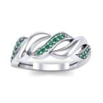 Pave Plume Emerald Ring (0.11 CTW) Top Dynamic View