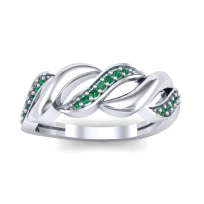 Pave Plume Emerald Ring (0.11 CTW) Top Dynamic View
