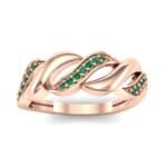 Pave Plume Emerald Ring (0.11 CTW) Top Dynamic View