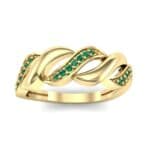 Pave Plume Emerald Ring (0.11 CTW) Top Dynamic View