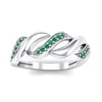 Pave Plume Emerald Ring (0.11 CTW) Top Dynamic View