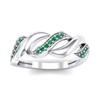 Pave Plume Emerald Ring (0.11 CTW) Top Dynamic View