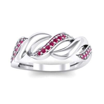 Pave Plume Ruby Ring (0.11 CTW) Top Dynamic View