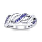 Pave Plume Blue Sapphire Ring (0.11 CTW) Top Dynamic View