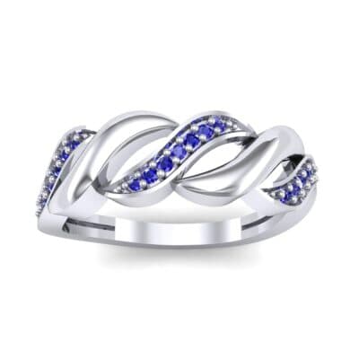 Pave Plume Blue Sapphire Ring (0.11 CTW) Top Dynamic View