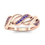 Pave Plume Blue Sapphire Ring (0.11 CTW) Top Dynamic View