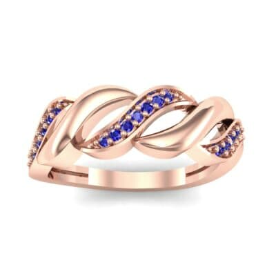 Pave Plume Blue Sapphire Ring (0.11 CTW) Top Dynamic View
