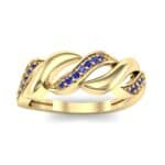 Pave Plume Blue Sapphire Ring (0.11 CTW) Top Dynamic View