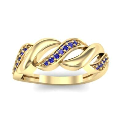 Pave Plume Blue Sapphire Ring (0.11 CTW) Top Dynamic View