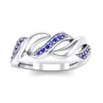Pave Plume Blue Sapphire Ring (0.11 CTW) Top Dynamic View