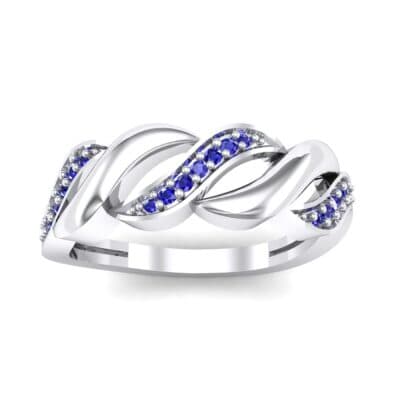 Pave Plume Blue Sapphire Ring (0.11 CTW) Top Dynamic View