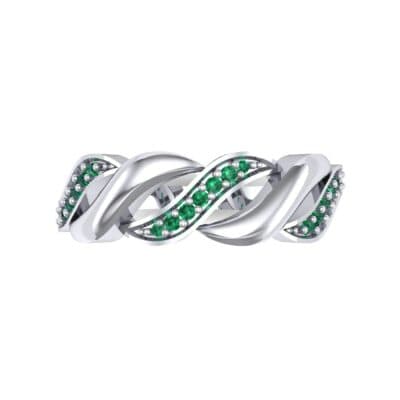 Pave Plume Emerald Ring (0.11 CTW) Top Flat View