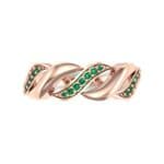Pave Plume Emerald Ring (0.11 CTW) Top Flat View