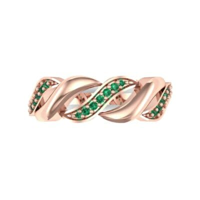 Pave Plume Emerald Ring (0.11 CTW) Top Flat View