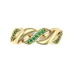 Pave Plume Emerald Ring (0.11 CTW) Top Flat View