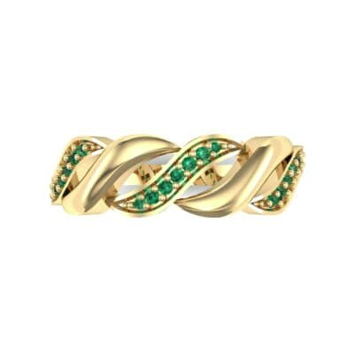 Pave Plume Emerald Ring (0.11 CTW) Top Flat View