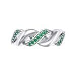 Pave Plume Emerald Ring (0.11 CTW) Top Flat View